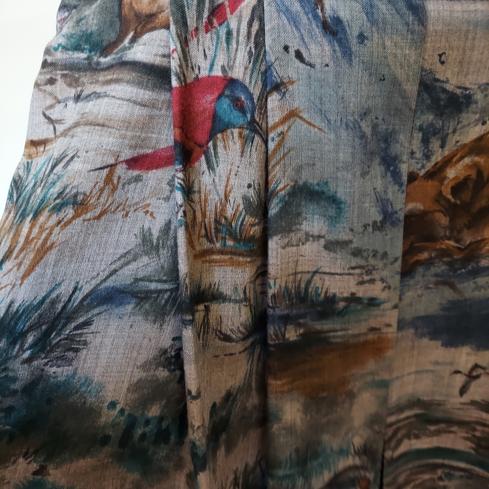 Vintage Geiger Wool Pleated Midi Skirt Nature  Animal Print Austria 42 Sz 10-12 - Picture 10 of 17